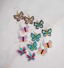 Lucia's Imports Butterfly Beaded Earrings