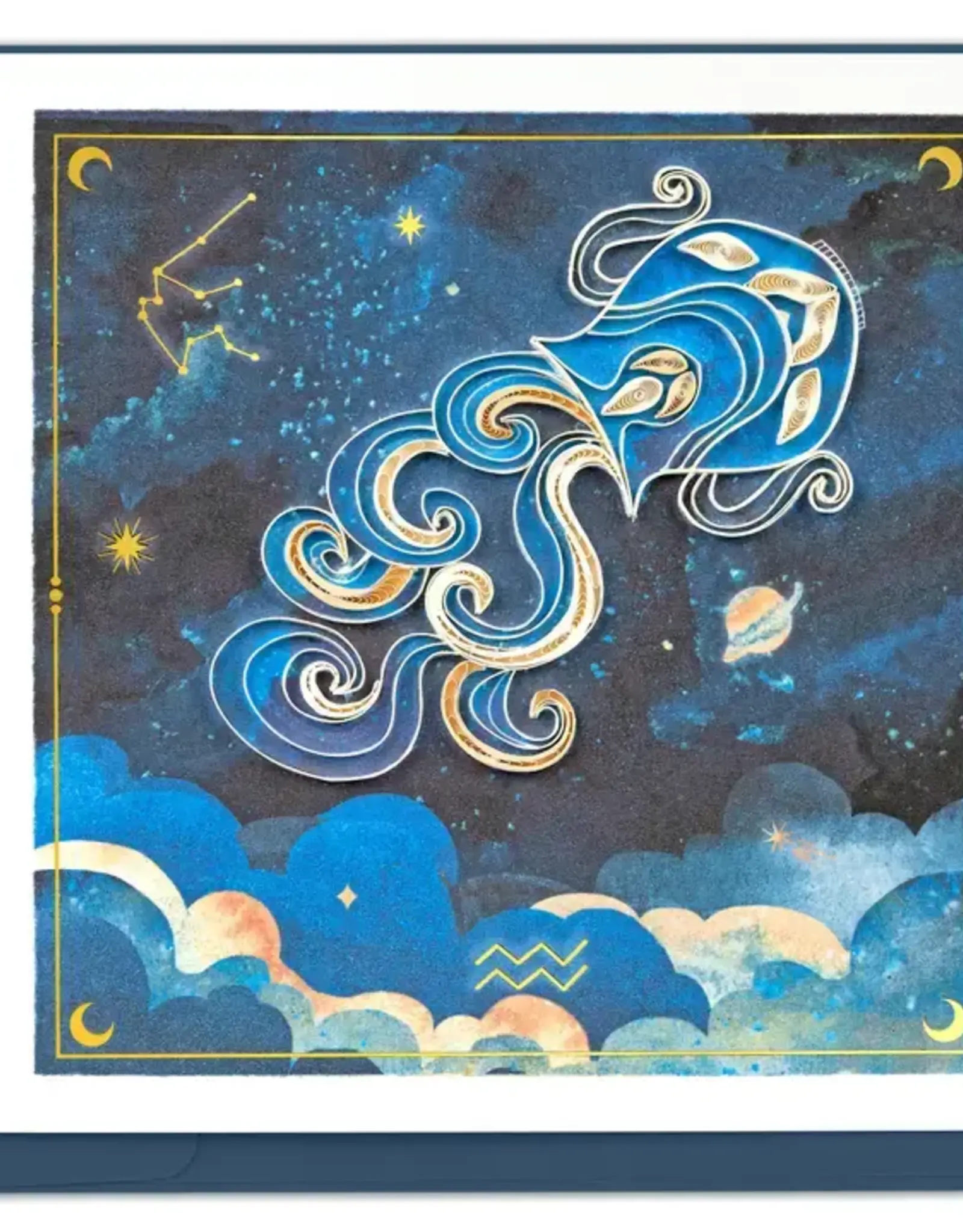 Quilling Card Quilled Aquarius Zodiac Greeting Card