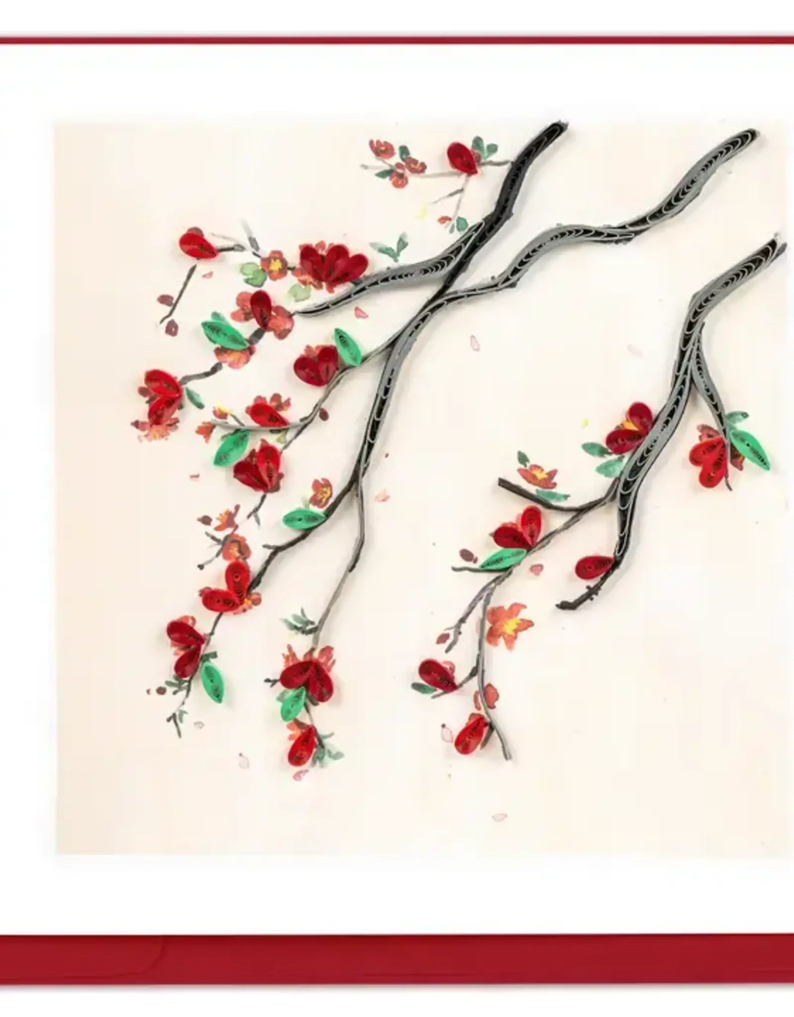 Quilling Card Quilled Red Flower Branch Greeting Card