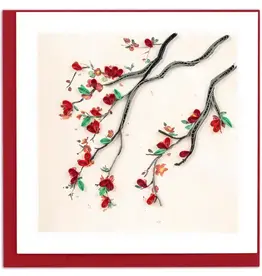 Quilling Card Quilled Red Flower Branch Greeting Card