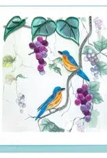 Quilling Card Quilled Purple Grapes & Bluebirds Greeting Card