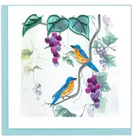 Quilling Card Quilled Purple Grapes & Bluebirds Greeting Card