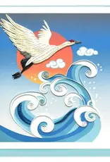 Quilling Card Quilled Wave, Crane & Sun Greeting Card