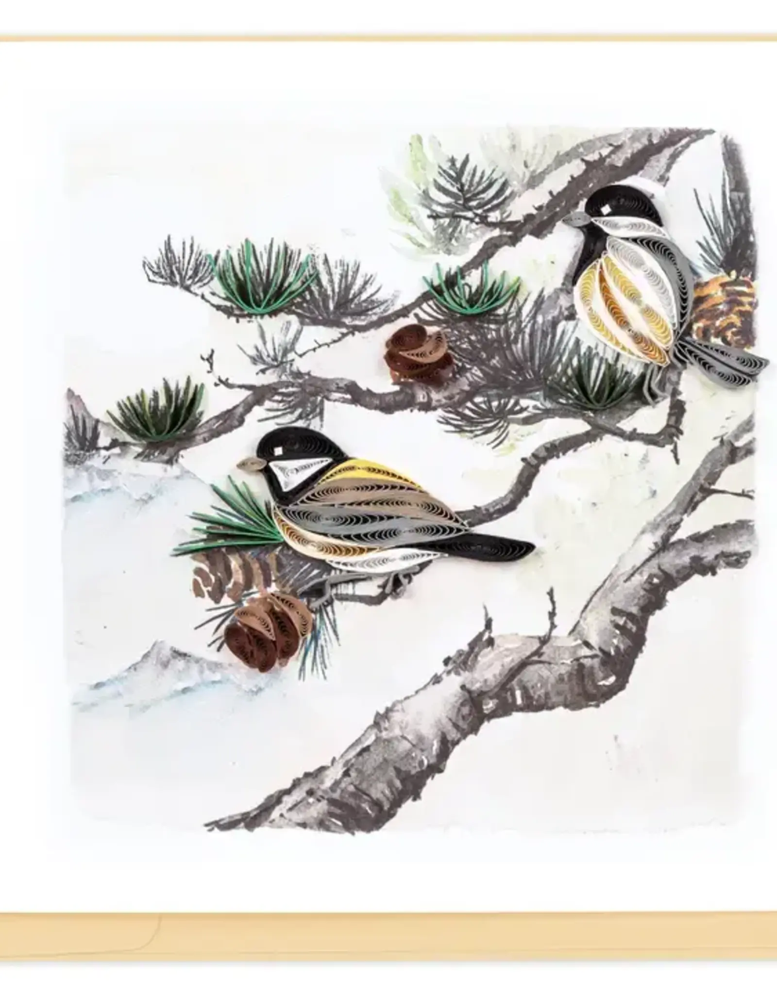 Quilling Card Quilled Pine Needles and Birds Greeting Card