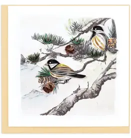 Quilling Card Quilled Pine Needles and Birds Greeting Card