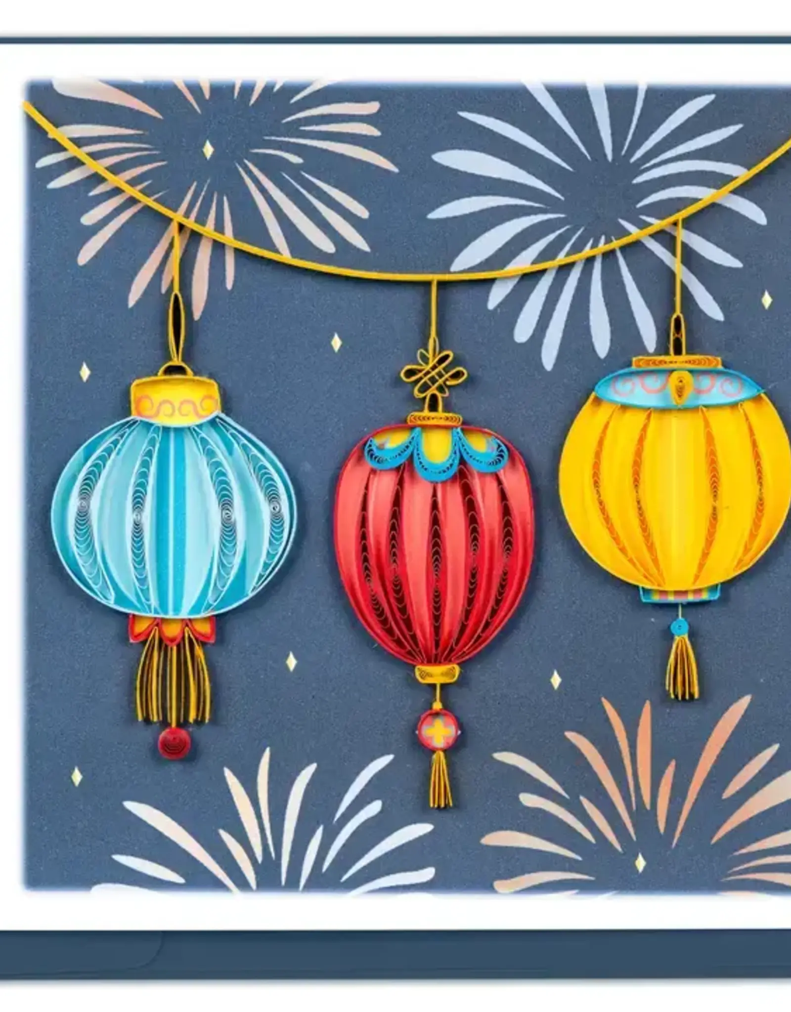 Quilling Card Quilled New Years Lanterns Greeting Card