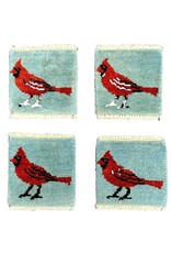 Bunyaad Pakistan Cardinal Standing on Blue Mug Rug