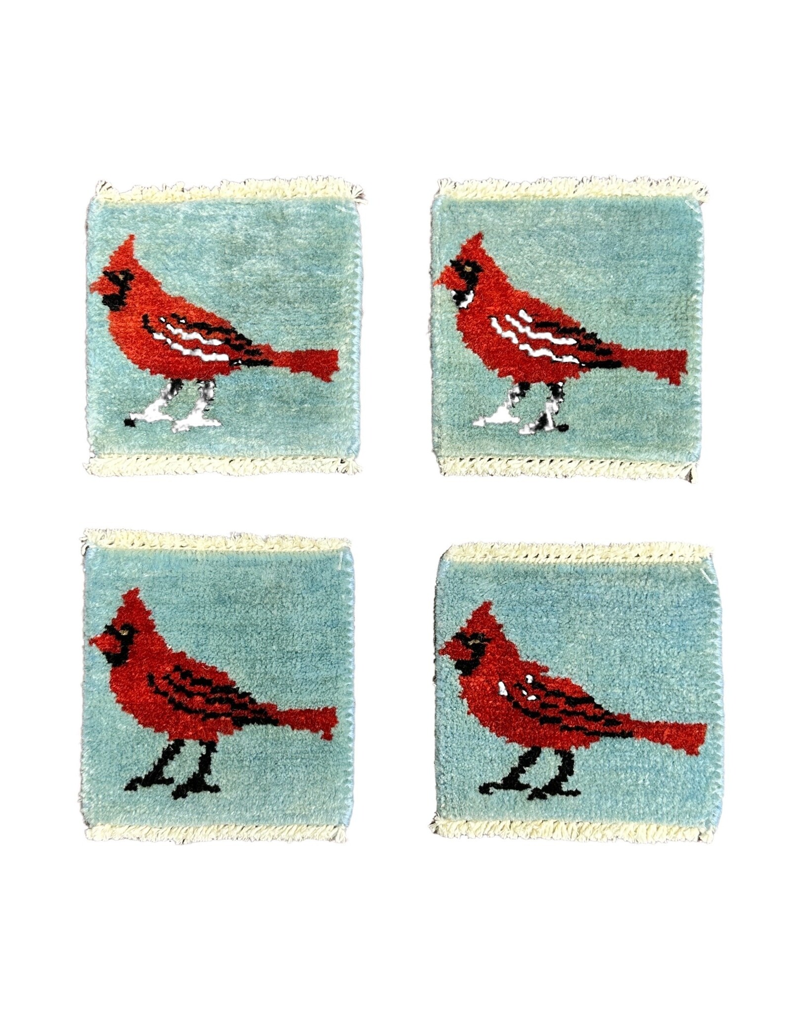 Bunyaad Pakistan Cardinal Standing on Blue Mug Rug