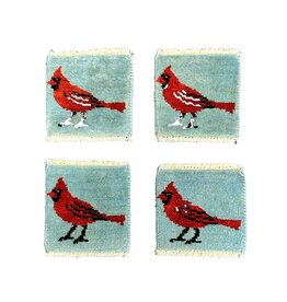 Bunyaad Pakistan Cardinal Standing on Blue Mug Rug