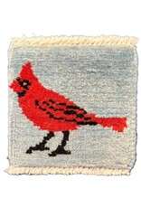 Bunyaad Pakistan Cardinal Standing on Blue Mug Rug