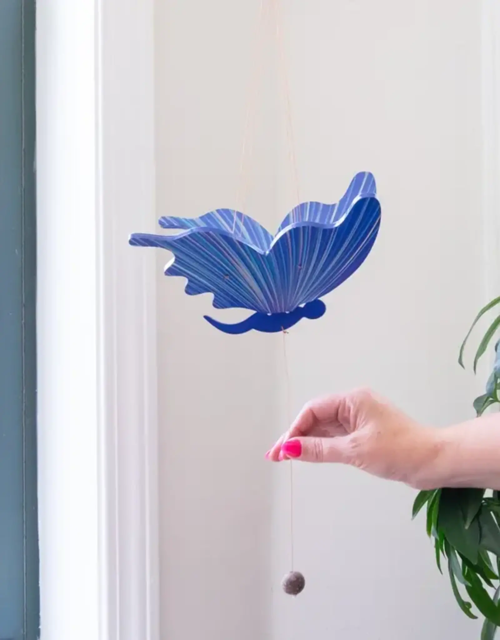 Tulia Artisans Blue Butterfly Flying Mobile