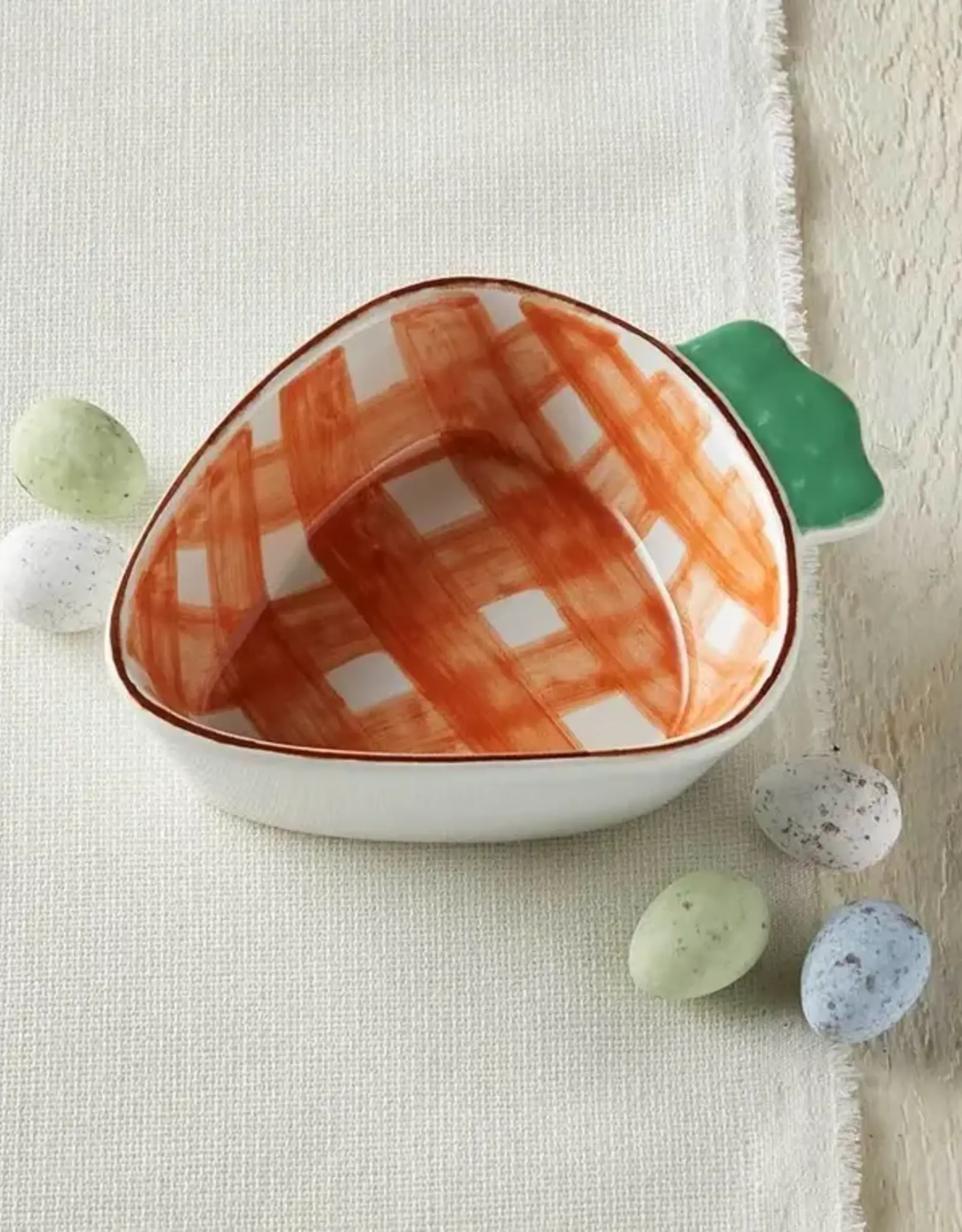 Serrv Ceramic Plaid Carrot Dish