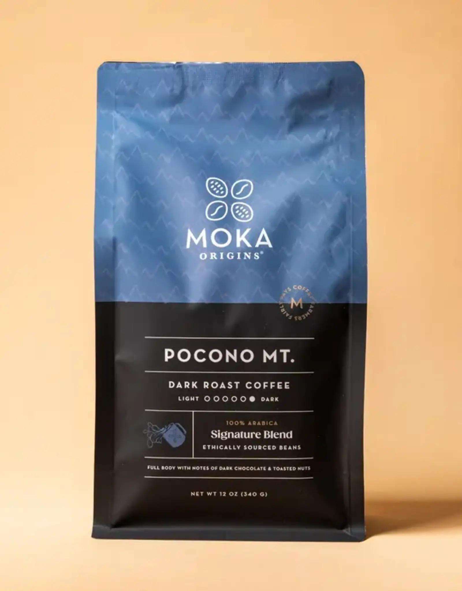 Moka Origins Pocono Mt. Dark Roast Coffee 12oz / Whole Bean