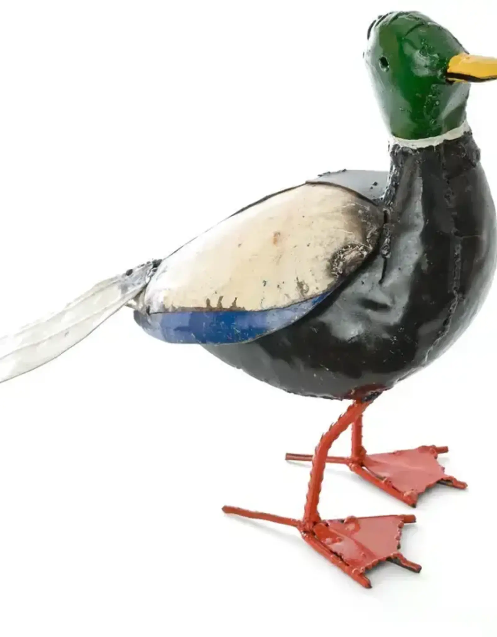 Swahili African Modern Recycled Metal Mallard Duck Sculpture