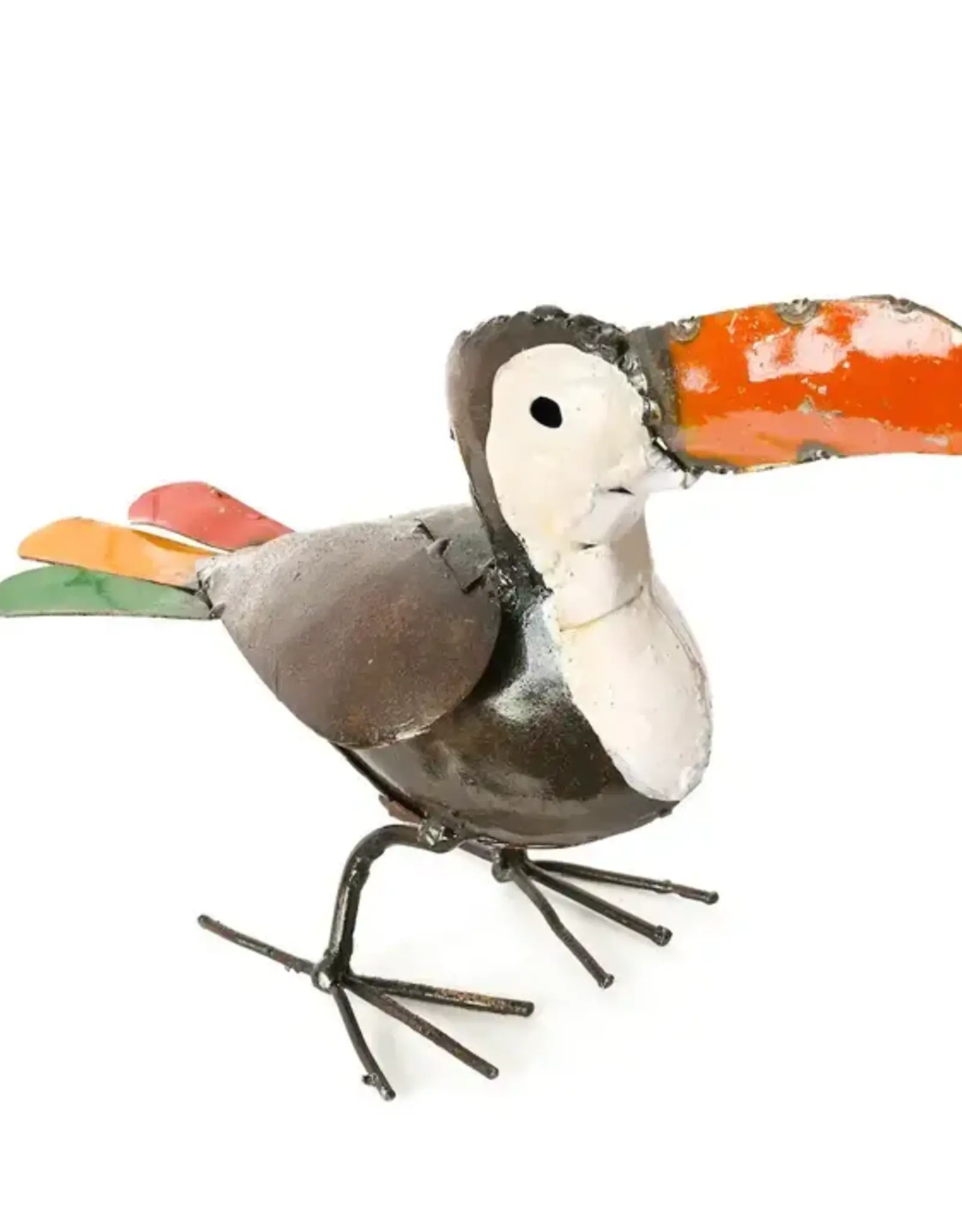Swahili African Modern Recycled Metal Toucan Sculpture