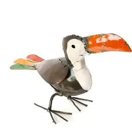 Swahili African Modern Recycled Metal Toucan Sculpture
