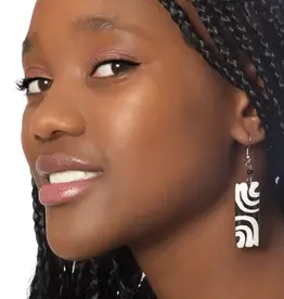 Swahili African Modern Kenyan Cow Bone Ripple Earrings