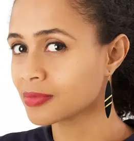 Swahili African Modern Horn and Brass Lancet Earrings