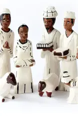 Swahili African Modern Hand Painted Wooden Nativity Scene