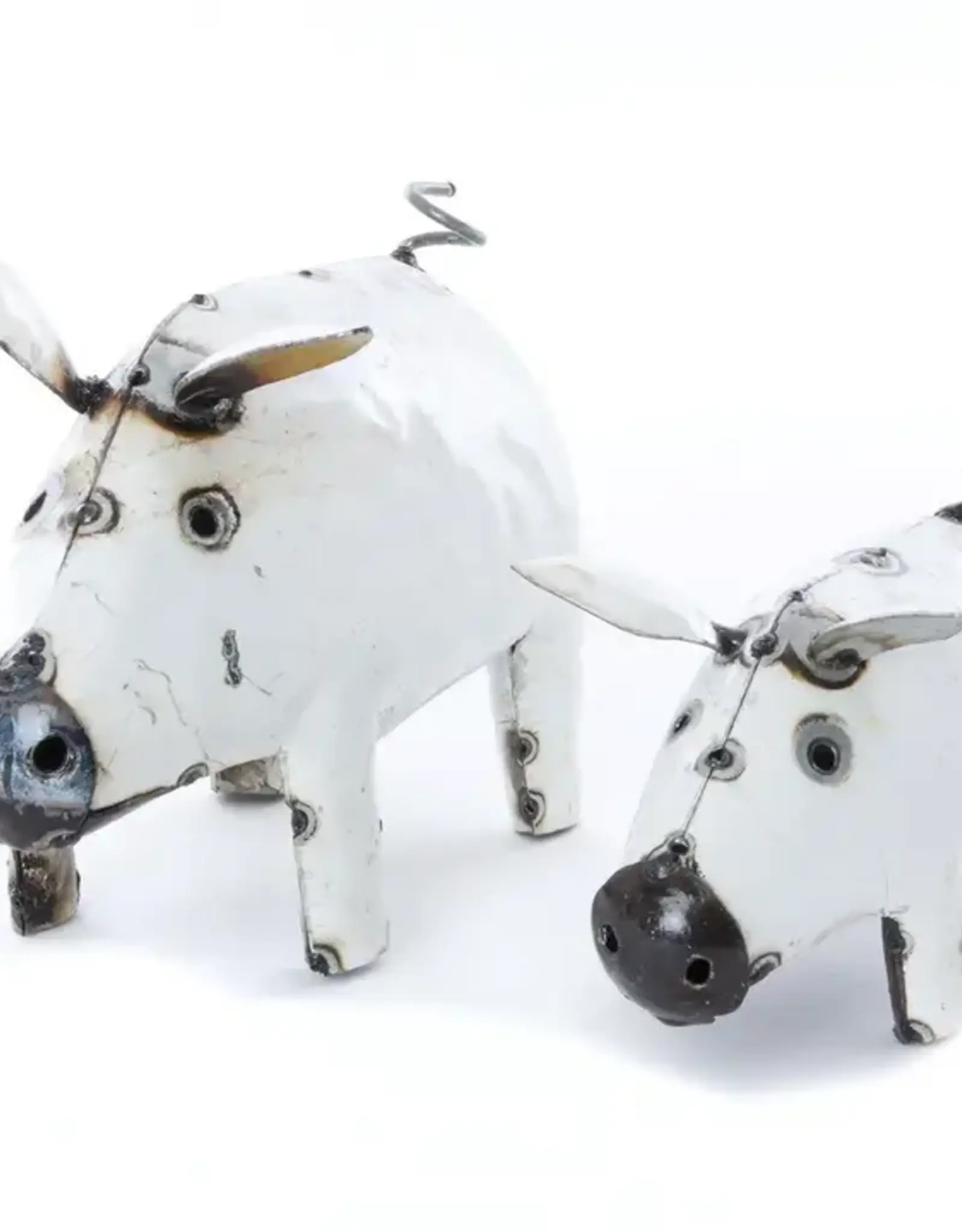 Swahili African Modern Recycled Metal Pig Sculpture 8"