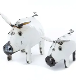 Swahili African Modern Recycled Metal Pig Sculpture 8"