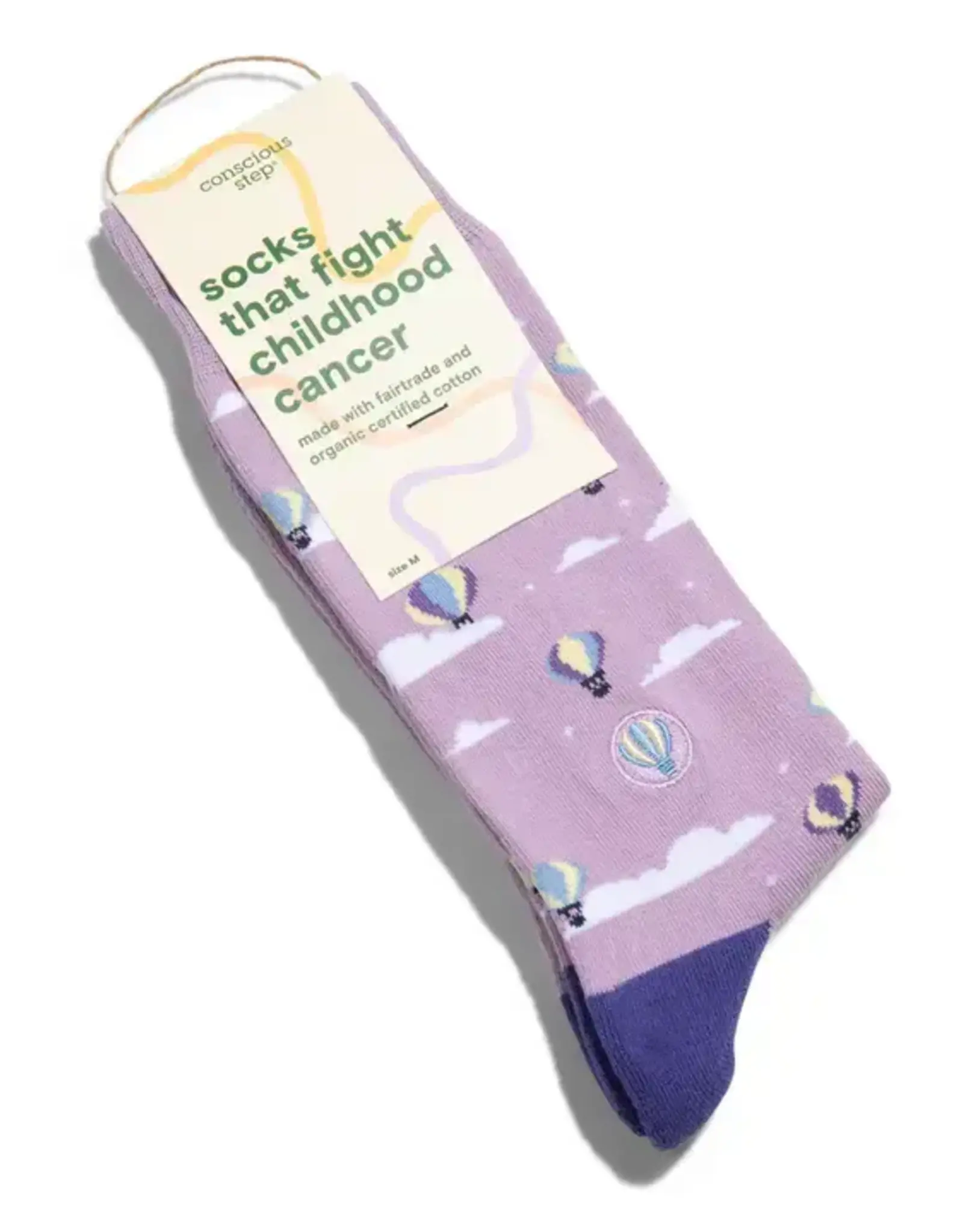 Conscious Step Socks that Fight Childhood Cancer (Purple Hot Air Balloons)