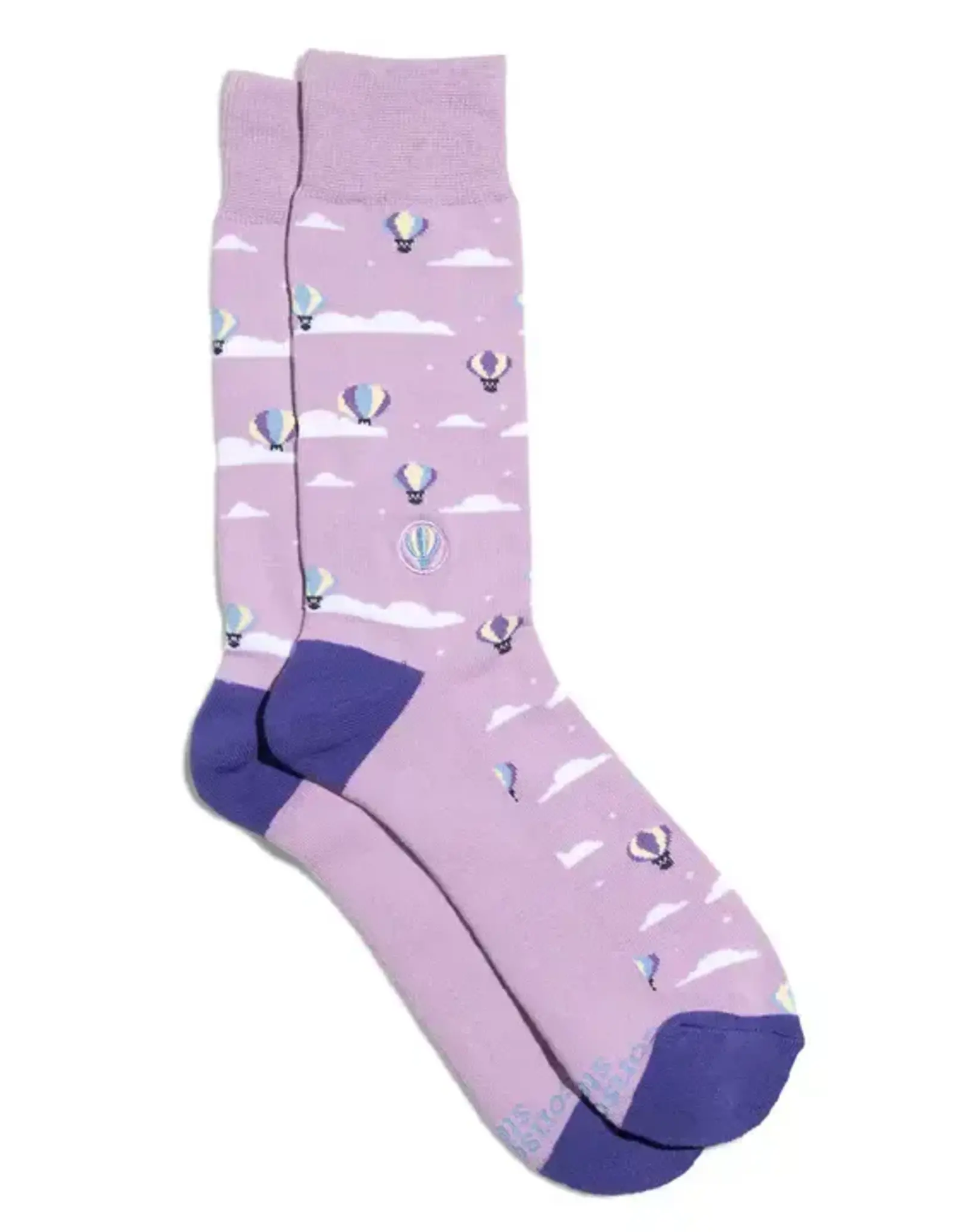 Conscious Step Socks that Fight Childhood Cancer (Purple Hot Air Balloons)