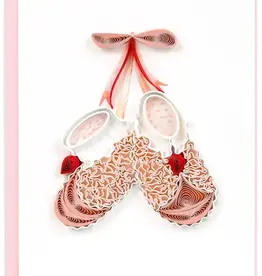 Quilling Card Knitted Pink Baby Booties Gift Enclosure Mini Card