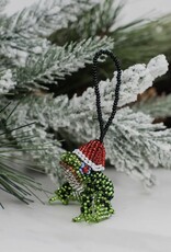Lucia's Imports Santa Frog Beaded Ornament