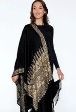Sevya Handmade Vimala Shawl - Black & Gold