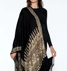 Sevya Handmade Vimala Shawl - Black & Gold