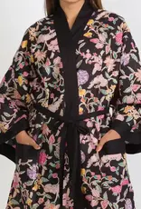 Sevya Handmade Short Kimono Robe (Black Multi Floral)