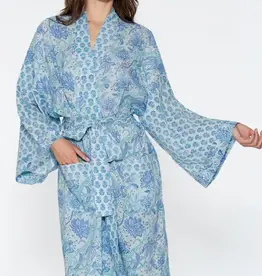 Sevya Handmade Kimono Robe (Sky Blue & Aqua)