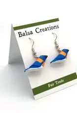Women of the Cloud Forest Western Bluebird Balsa Earrings