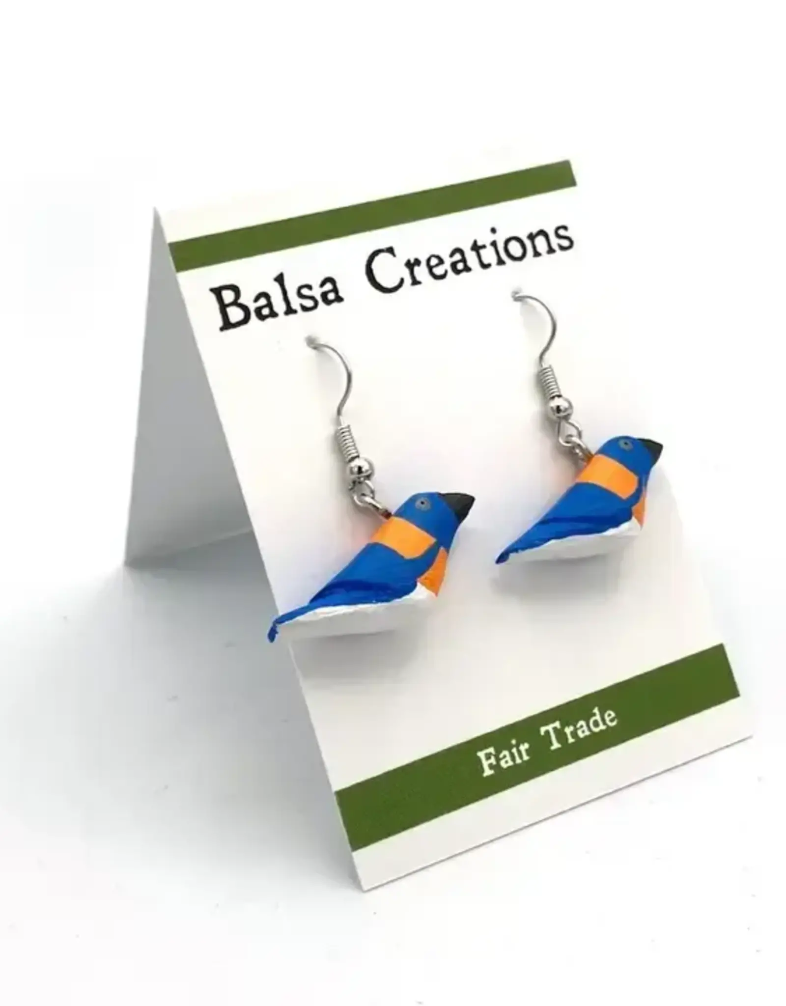 Women of the Cloud Forest Western Bluebird Balsa Earrings