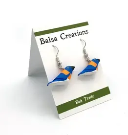 Women of the Cloud Forest Western Bluebird Balsa Earrings