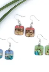 Women of the Cloud Forest Small Square Glass Earrings