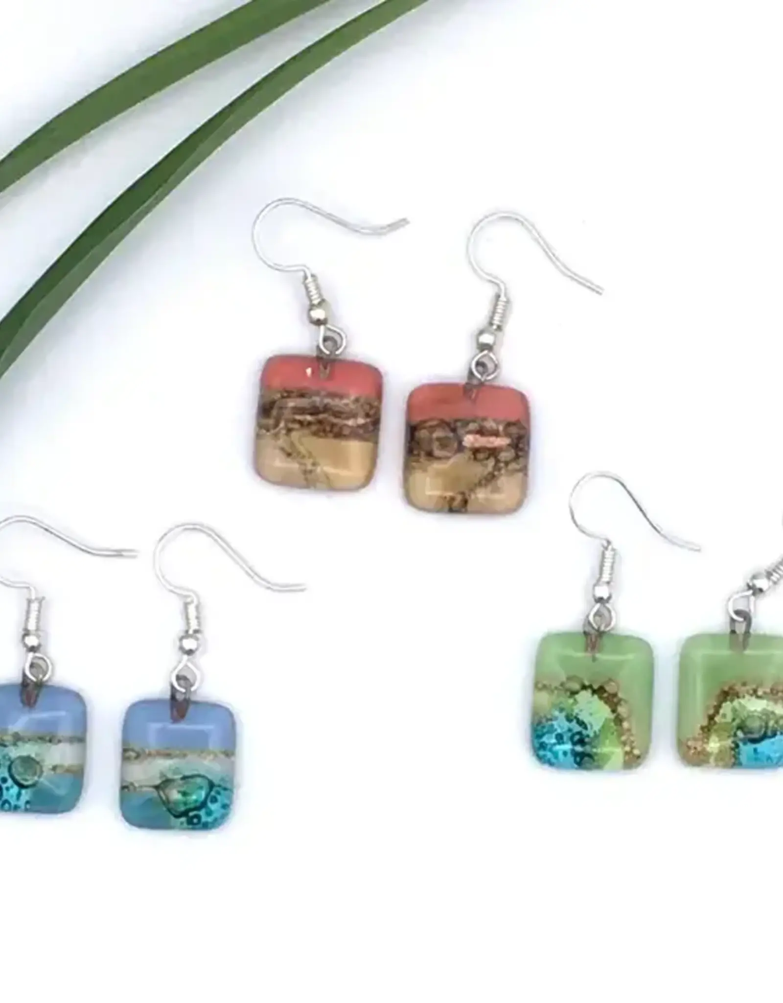 Women of the Cloud Forest Small Square Glass Earrings