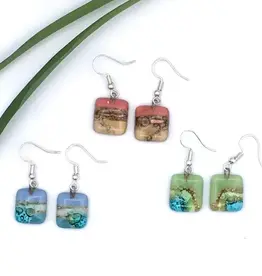Women of the Cloud Forest Small Square Glass Earrings