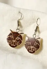 Ten Thousand Villages Kitty Cat Tagua Earrings
