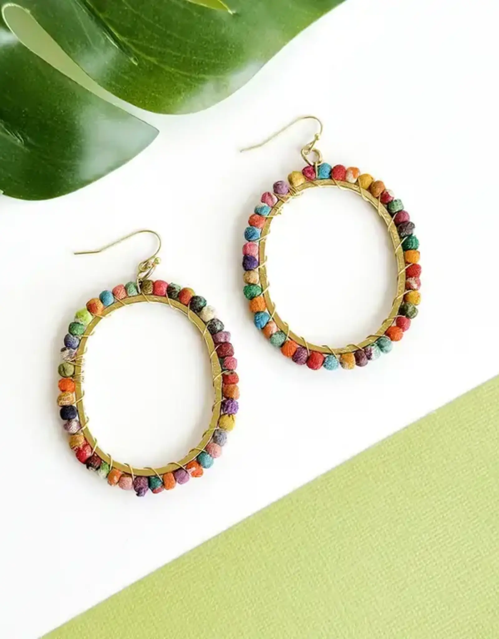 WorldFinds Kantha Milieu Loop Earrings