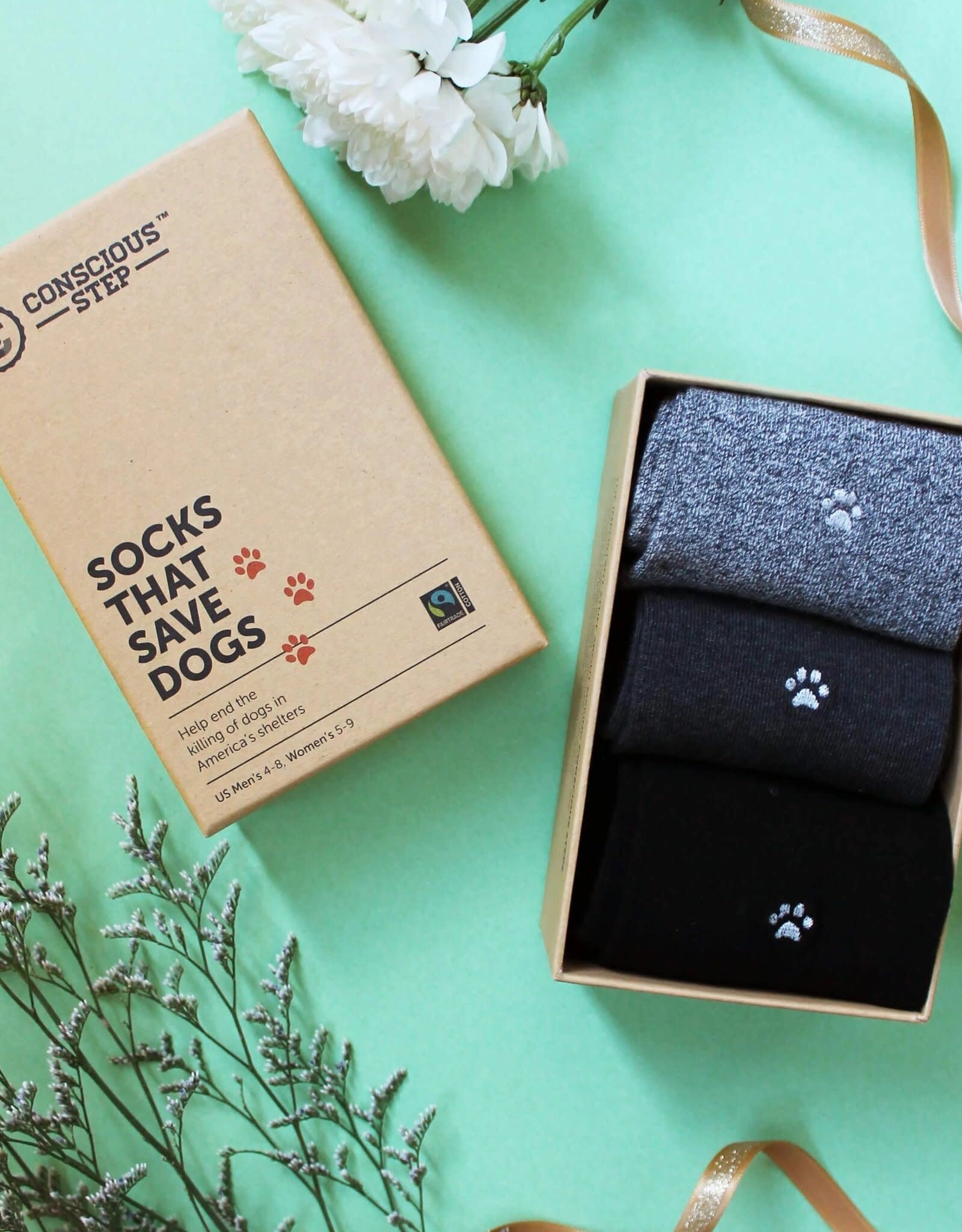 Conscious Step Socks that Save Dogs Box Set of 3