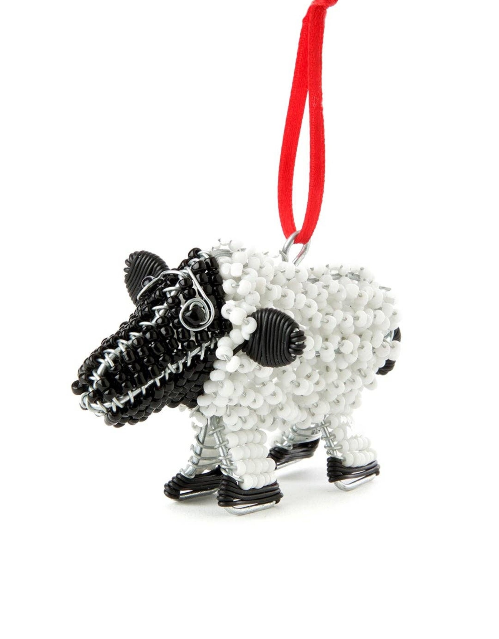 Swahili African Modern ZenZulu Hand Beaded Sheep Ornament