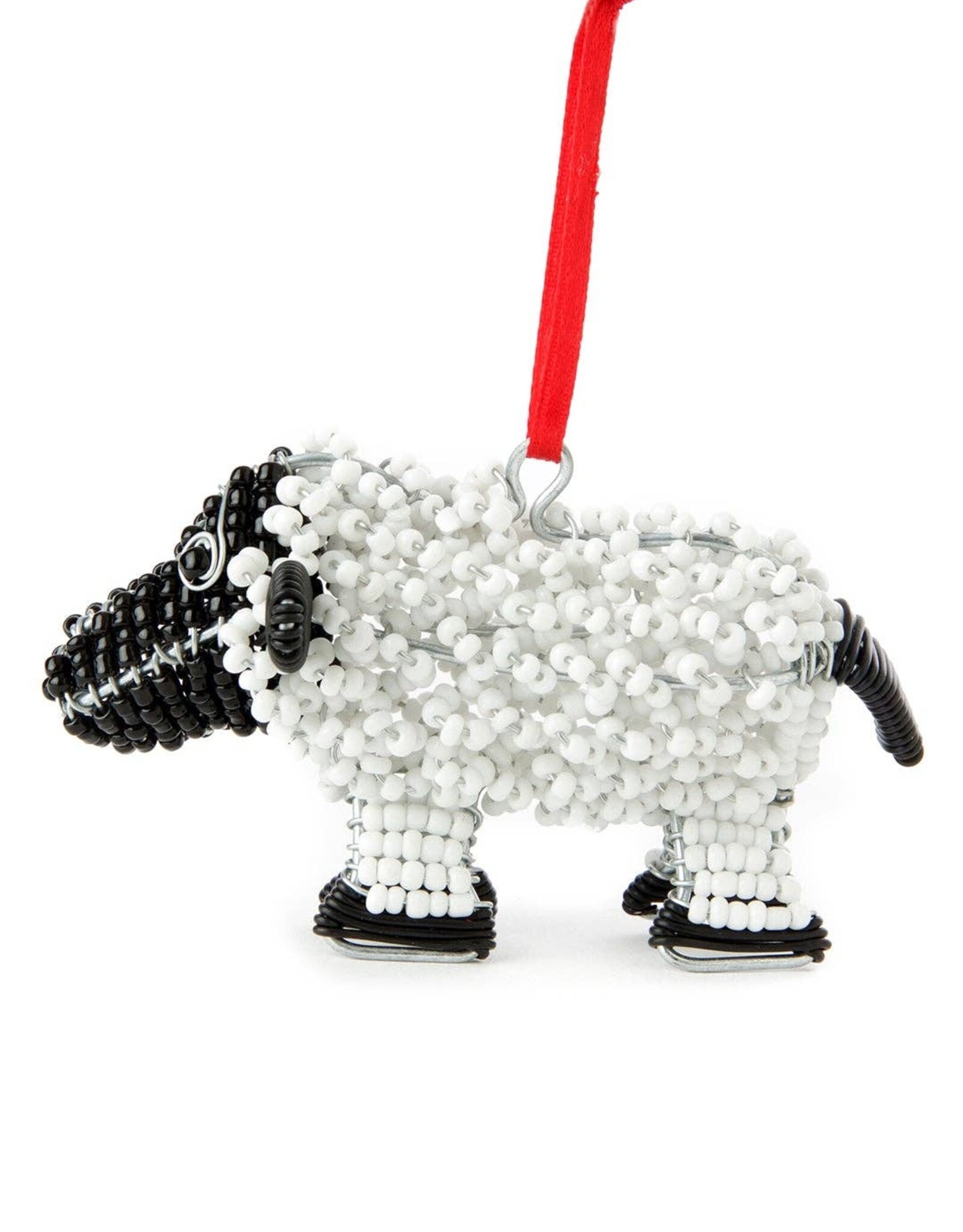 Swahili African Modern ZenZulu Hand Beaded Sheep Ornament