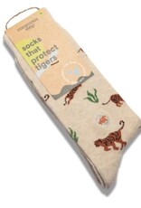 Conscious Step Socks that Protect Tigers (Beige)