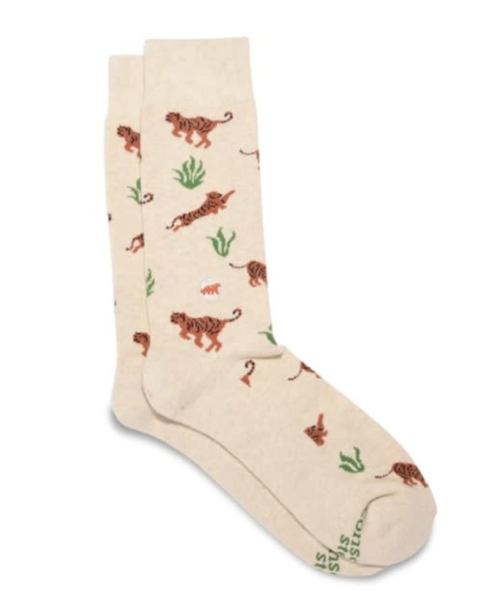 Conscious Step Socks that Protect Tigers (Beige)