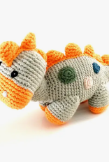 Pebble Steggy Dino Rattle Teal Organic