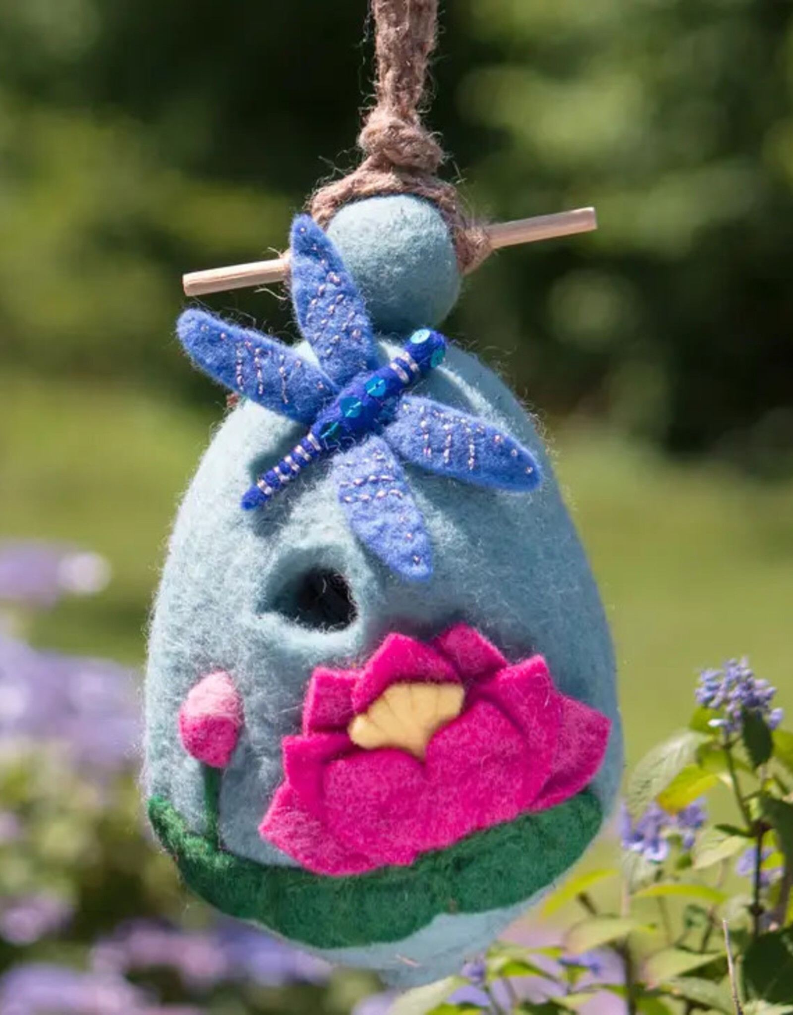 dZi Handmade Lotus Dragonfly Birdhouse