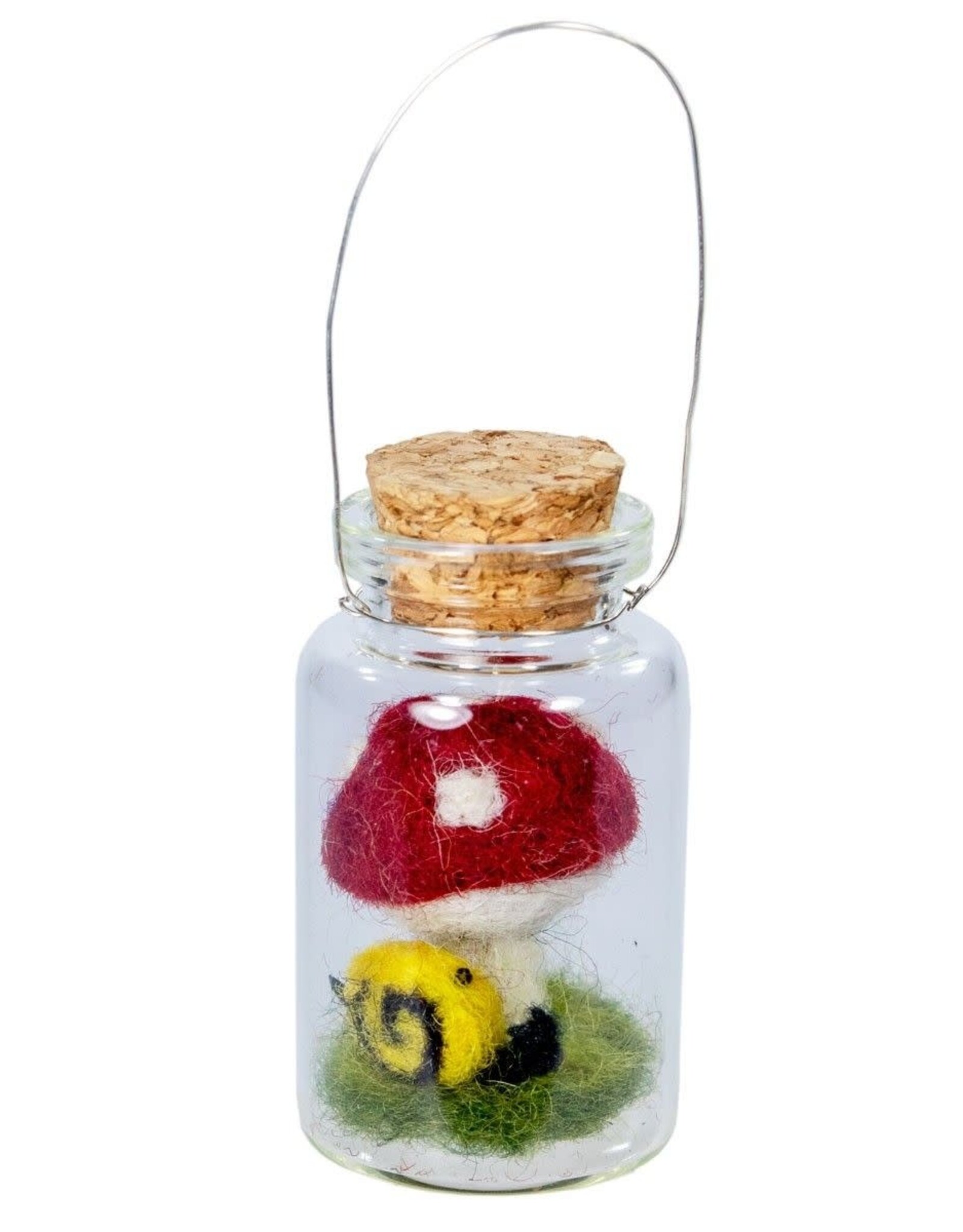 dZi Handmade Fairy Mushroom and Snail Bottle Ornament