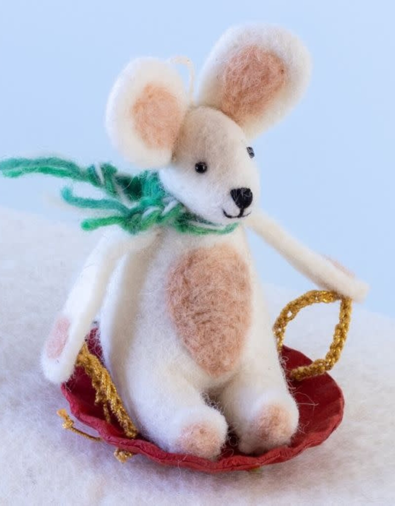 dZi Handmade Rabbit Sledding Ornament